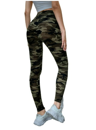 Womens Camo Leggings Stretchy Body Full Shaper Army Spandex Thin Workout  Pants