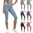 thumbnail image 1 of Women's High Waist Capri Yoga Leggings,4-Way Stretch,Soft Comfortable,Solid Color Yoga Pants,Yoga,Work and Casual Wear, 1 of 7