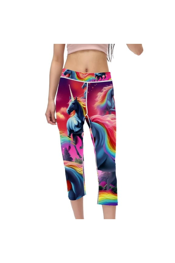 Women's High Waist Capris Printed Yoga Pants Compression Leggings for Running Fitness Gym Leggings Not See-Through Women Pants