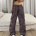 thumbnail image 1 of Women's High Waist Cargo Jogger Pants, Elastic Waist with Multiple Pockets, Drawstring Ankle Casual Sweatpants for Workout, Running, Yoga and Lounge-Gray, 1 of 9
