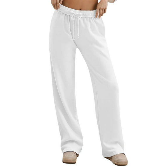 Women's High Waist Casual Pants Drawstring Elastic Waistband Straight Leg Sweatpants Comfortable Soft Fabric for Everyday Wear
