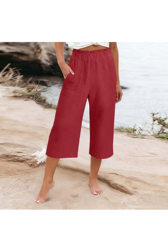 Women's High Waist Casual Pants with Pockets Effortless Everyday Trousers Clean Finish Comfortable Wear Women's Comfortable Lightweight Regular Pants Girl Pull On Sweatpants