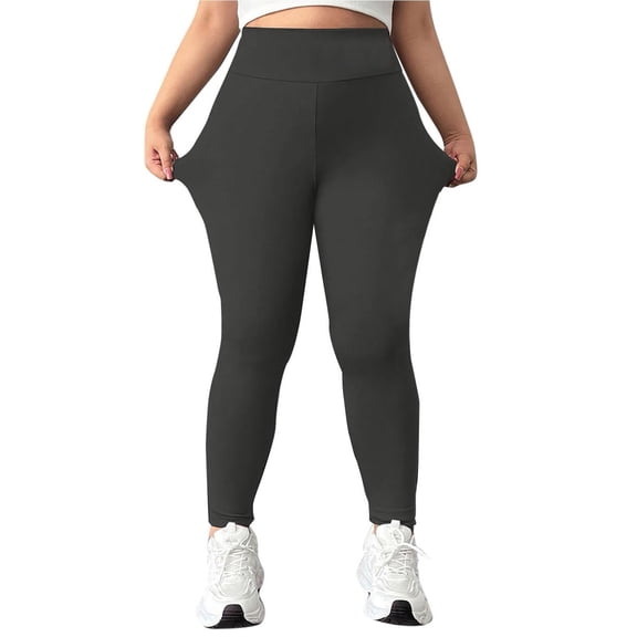 Women's High Waist Casual Pants Solid Color Fleece Thermal Leggings Winter Long Fleece Trousers Plush Running,Thermal Winter Leggings for Women - Fleece Lined & Slimming Fit,Dark Gray-XL