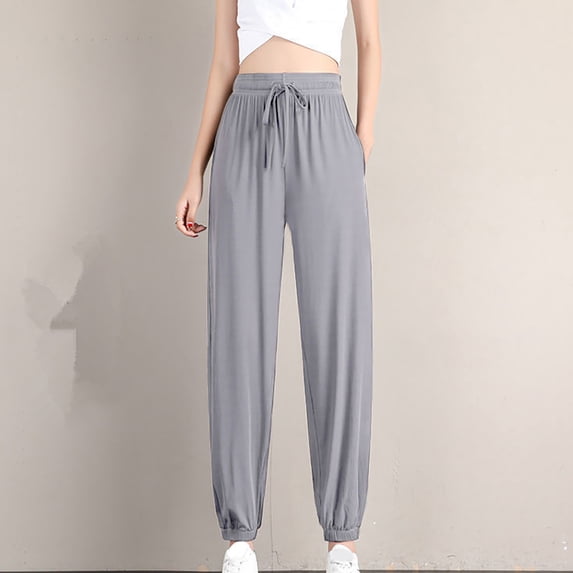 Women's High Waist Casual Pants with Pockets Lightweight Summer Elastic Waist Sweatpants