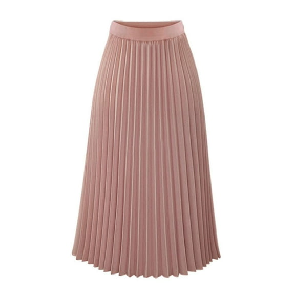 Women's High Waist Chiffon Skirts Flowy Pleated Swing A-line Maxi Skirt Elegant Ankle Length Skirt