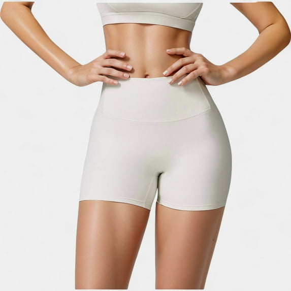 Women's High Waist Compression Athletic Shorts with Supportive Stretch Fit and Streamlined Seams - Large, White