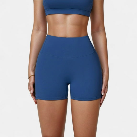 Women's High Waist Compression Athletic Shorts with Supportive Stretch Fit and Streamlined Seams - Medium, Navy