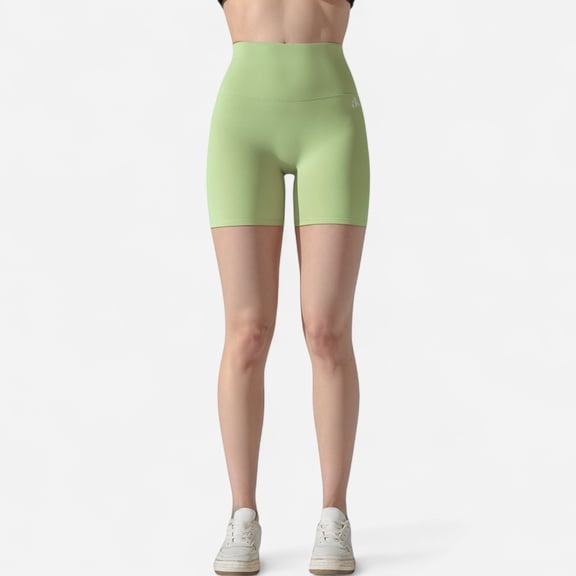 Women's High Waist Compression Biker Shorts Seamless Waistband with Sculpting Stretch Fit - Large, Green