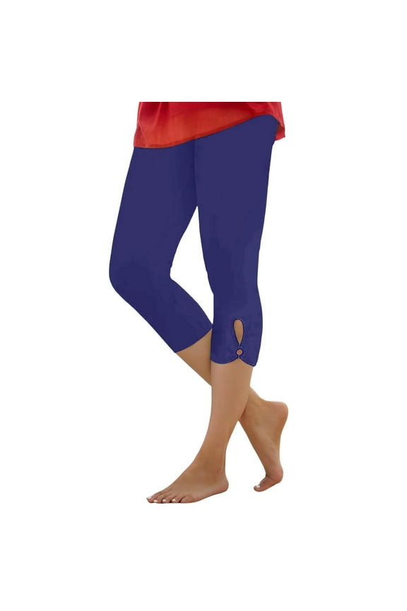 Women's High Waist Compression Capri Leggings - Stretchy Yoga Pants with Pockets, Polyester-Spandex Blend - Sizes M-XXXXL for Workout/Summer