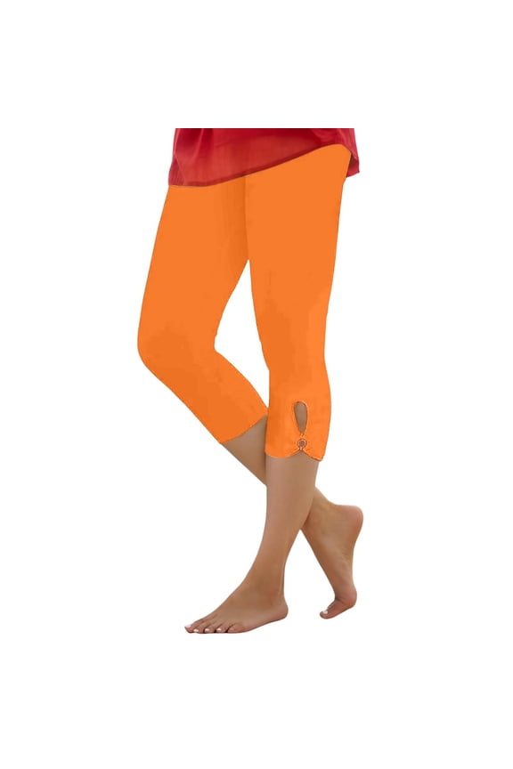 Women's High Waist Compression Capri Leggings - Stretchy Yoga Pants with Pockets, Polyester-Spandex Blend - Sizes M-XXXXL for Workout/Summer