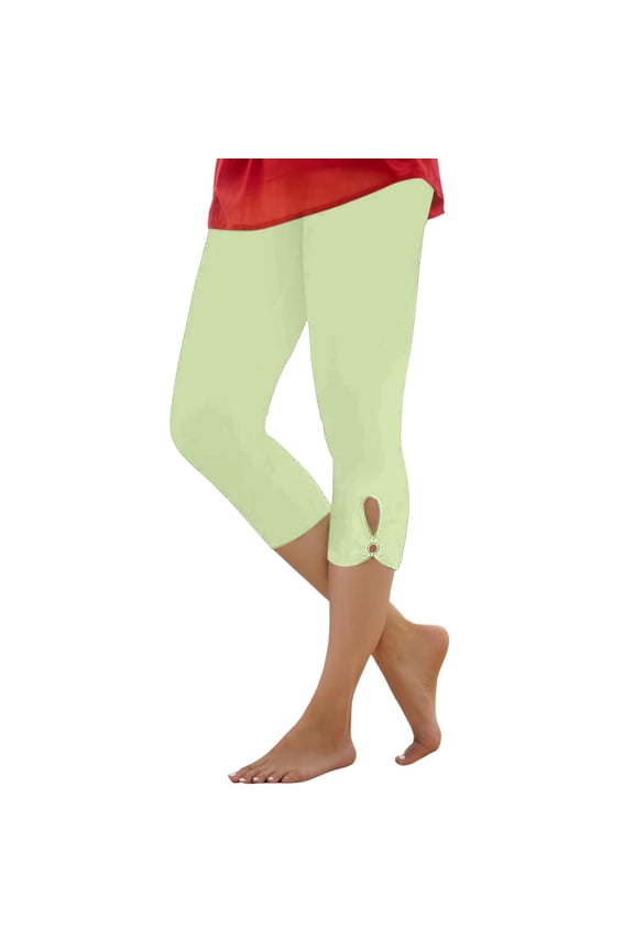 Women's High Waist Compression Capri Leggings - Stretchy Yoga Pants with Pockets, Polyester-Spandex Blend - Sizes M-XXXXL for Workout/Summer