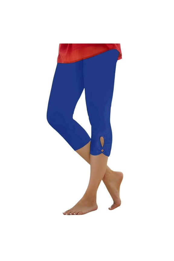 Women's High Waist Compression Capri Leggings - Stretchy Yoga Pants with Pockets, Polyester-Spandex Blend - Sizes M-XXXXL for Workout/Summer