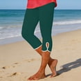 thumbnail image 1 of Women's High Waist Compression Capri Yoga Pants, Side Vent Detail Workout Leggings with Pockets, Plus Size Knee-Length Capri Tights for Gym, Running and Casual Wear Blackish Green L, 1 of 8