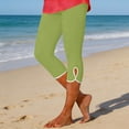 thumbnail image 1 of Women's High Waist Compression Capri Yoga Pants, Side Vent Detail Workout Leggings with Pockets, Plus Size Knee-Length Capri Tights for Gym, Running and Casual Wear Light Green M, 1 of 8