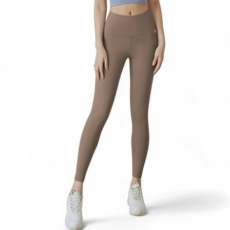 Women's High Waist Compression Leggings with Full Coverage - Large, Khaki