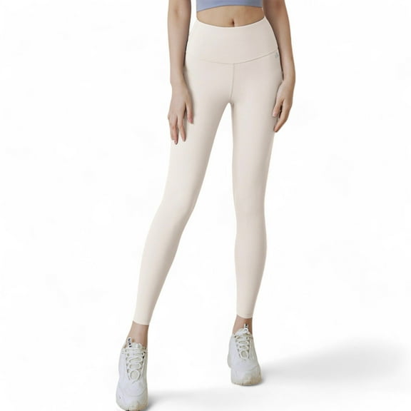 Women's High Waist Compression Leggings with Full Coverage - Medium, Ivory