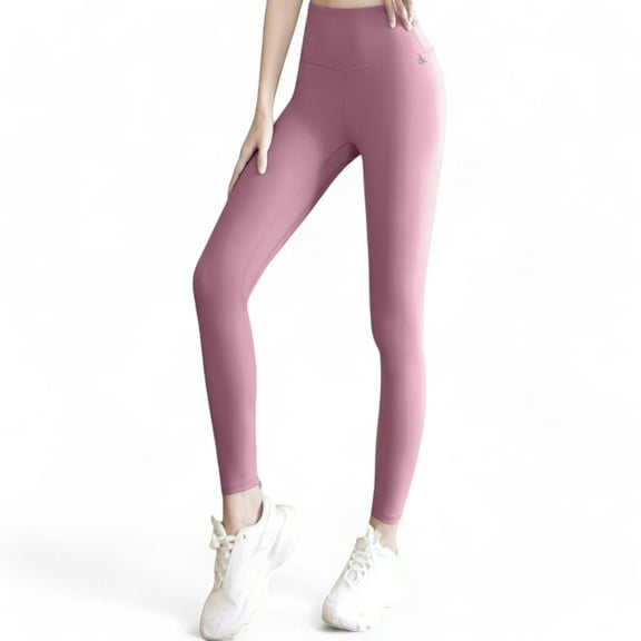 Women's High Waist Compression Leggings with Full Coverage - Medium, Mauve Pink