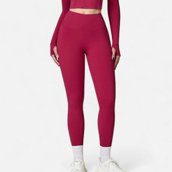 Women's High Waist Compression Leggings with Seamless Fit and Sculpting Stretch Fabric - Large, Fuchsia