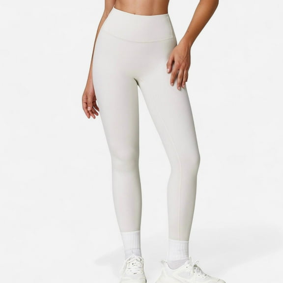 Women's High Waist Compression Leggings with Seamless Fit and Sculpting Stretch Fabric - Small, White
