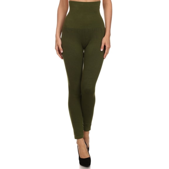 Women's High Waist Control Top Compression Leggings (Army Green, One Size)