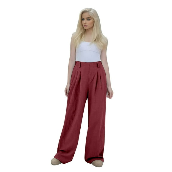 Women's High Waist Corduroy Casual Pants with Slit Hem Comfortable Stretch Trousers for Everyday Wear