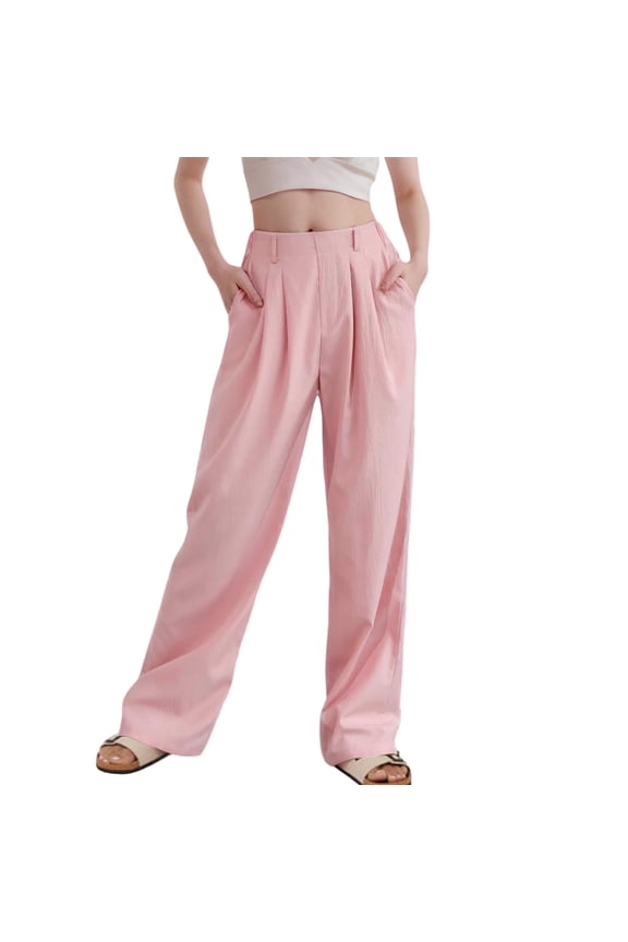 Women's High Waist Corduroy Casual Pants with Slit Hem Comfortable Stretch Trousers for Everyday Wear