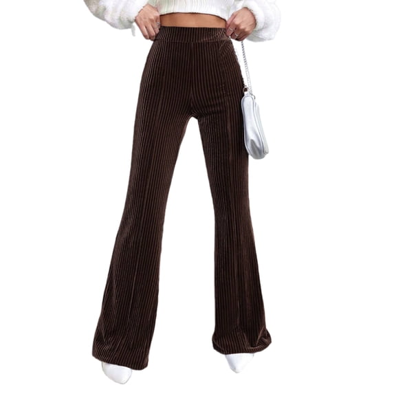 Women's High Waist Corduroy Flared Pants Trendy Soft Comfortable Pants Warm Winter Trousers for Fashion Looks