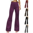 thumbnail image 1 of Women's High Waist Corduroy Trousers with Refined Lapel Detail Elegant Solid Color Pants for Casual Wear, 1 of 7