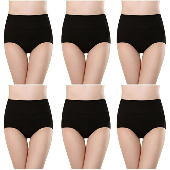 Women's High Waist Cotton Panties Soft Breathable Briefs Stretch Briefs Seamless Women's Panties Period Underwear Womens Underwear Cotton Black 4XL