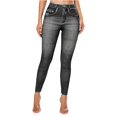 thumbnail image 1 of Women's High Waist Denim Look Jeggings, Stretchy Faux Jeans Leggings with Tummy Control, Skinny Fit Pull On Pants for Yoga Gym Workout Daily Wear Grey XXL, 1 of 4