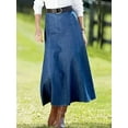 thumbnail image 1 of Women's High Waist Denim Maxi Skirt, A-Line Fit, Classic Blue, Ankle Length (US, Alpha, Medium, Regular, Regular, Blue), 1 of 4