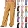 thumbnail image 1 of Women's High Waist Drawstring Baggy Wide Leg Fleece Sweatpants Tall Athletic Lounge Joggers with Pockets, Yellow L, 1 of 7