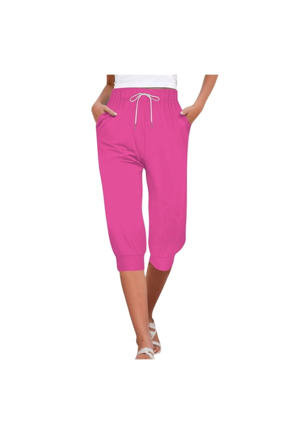 Women's High Waist Drawstring Joggers Casual Pants - Loose Fit Solid Color Tunic Style, Lightweight Polyester, Versatile for Office Vacation - All Seasons