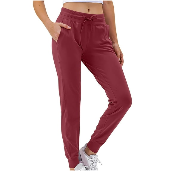 Women's High Waist Drawstring Quick Drying Running Fitness Pants Legging Athletic Pants Yoga Pants Fashion Olyvenn Fashion Womens Sports Active Skinny Stretch Full Length Pants Red 10