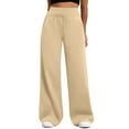 thumbnail image 1 of Women's High Waist Drawstring Sweatpants, Wide Leg Baggy Lounge Pants with Elastic Waistband and Side Pockets, Casual Loose Fit Trousers for Daily Wear and Home Comfort Beige L, 1 of 9