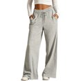 thumbnail image 1 of Women's High Waist Drawstring Wide Leg Sweatpants with Pockets Summer Loose Casual Lounge Trousers, 1 of 7