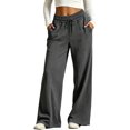 thumbnail image 1 of Women's High Waist Drawstring Wide Leg Sweatpants with Pockets Summer Loose Casual Lounge Trousers, 1 of 7