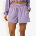thumbnail image 1 of Women's High Waist Elastic Drawstring Casual Shorts with Relaxed Fit and Lightweight Fabric for Everyday Wear- Small, Purple, 1 of 4