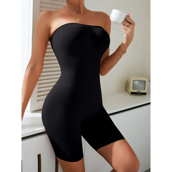 Women's High-Waist Elegant Full-Body Shaping Bodysuit - Post-Operative and Loungewear, Tummy-Control Activewear with Push-Up Bra