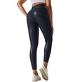 thumbnail image 1 of Women's High Waist Faux Leather Pants Legging Tights Latex Booty Pushing Up Long Skinny Leggings PU Soft Butt Lifting Stretchy Navy 12, 1 of 1