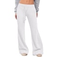 thumbnail image 1 of Women's High Waist Flare Leggings, Drawstring Wide Leg Joggers, Y2K Brushed Soft Lounge Pants for Casual Wear, Athleisure and Street Style Outfits White L, 1 of 6