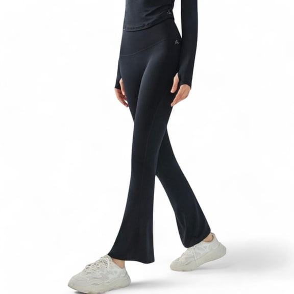 Women's High Waist Flare Leggings with Stretch Fit - Medium, Black