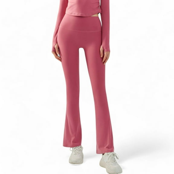 Women's High Waist Flare Leggings with Stretch Fit - Medium, Pink