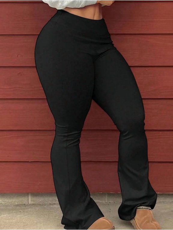 Women's High Waist Flare Pants Slim Fit Stretch Bootcut Trousers