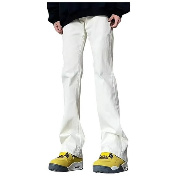 Women's High Waist Flare Vintage Jeans, Polyester, Breathable, with Front Split Hem, for Various Occasions