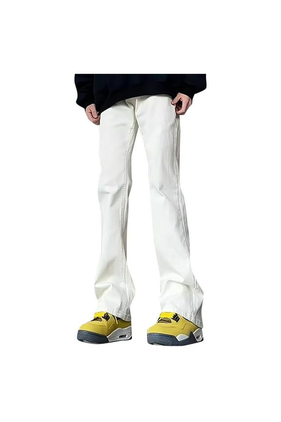 Women's High Waist Flare Vintage Jeans, Polyester, Breathable, with Front Split Hem, for Various Occasions