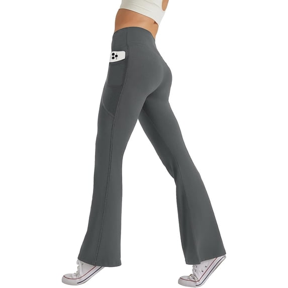 Women's High Waist Flare Yoga Pants Tummy Control Casual Bootcut Leggings with Side Pockets