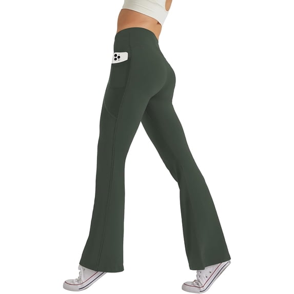 Women's High Waist Flare Yoga Pants Tummy Control Casual Bootcut Leggings with Side Pockets