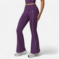 thumbnail image 1 of Women's High Waist Flared Leggings with Contrast Seam Detail and Stretch Fabric - X Large, Purple, 1 of 7