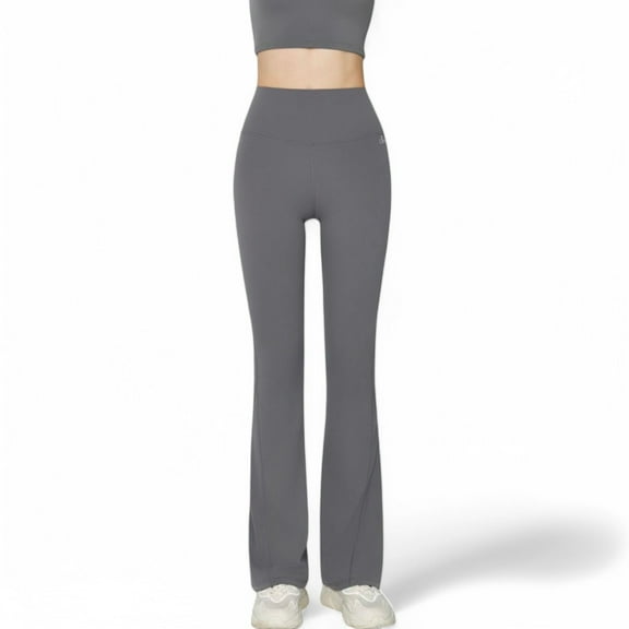Women's High-Waist Flared Leggings with Stretch Fabric and Contoured Fit - Small, Gray